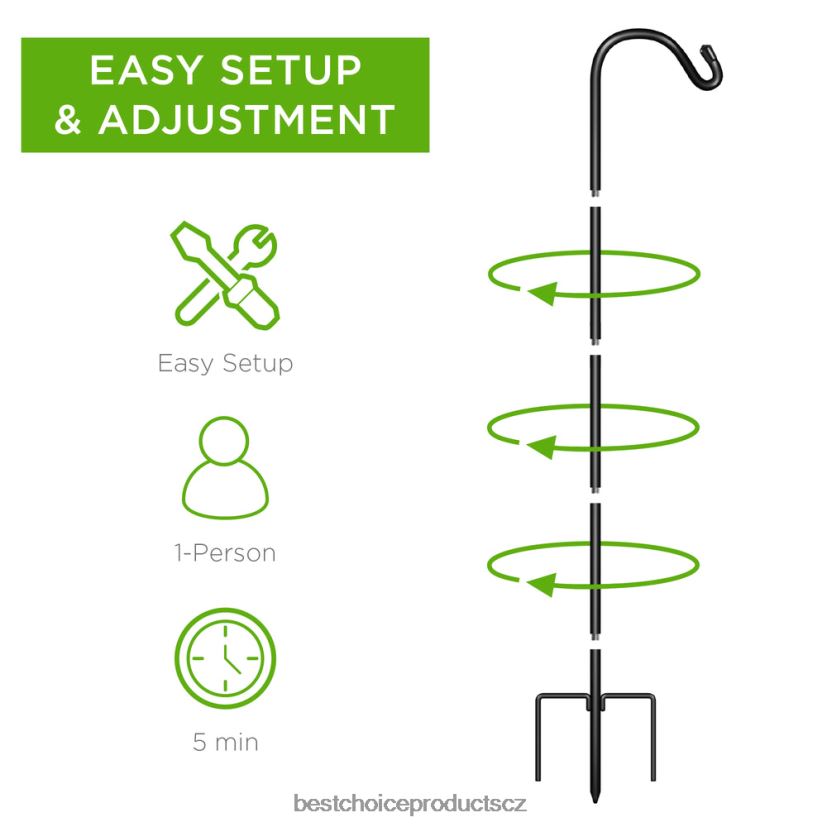 Best Choice Products sada 2 ovčáků venkovní zahradní háky s 3-kolíkovou základnou trávník a zahrada | Černá FF2286474