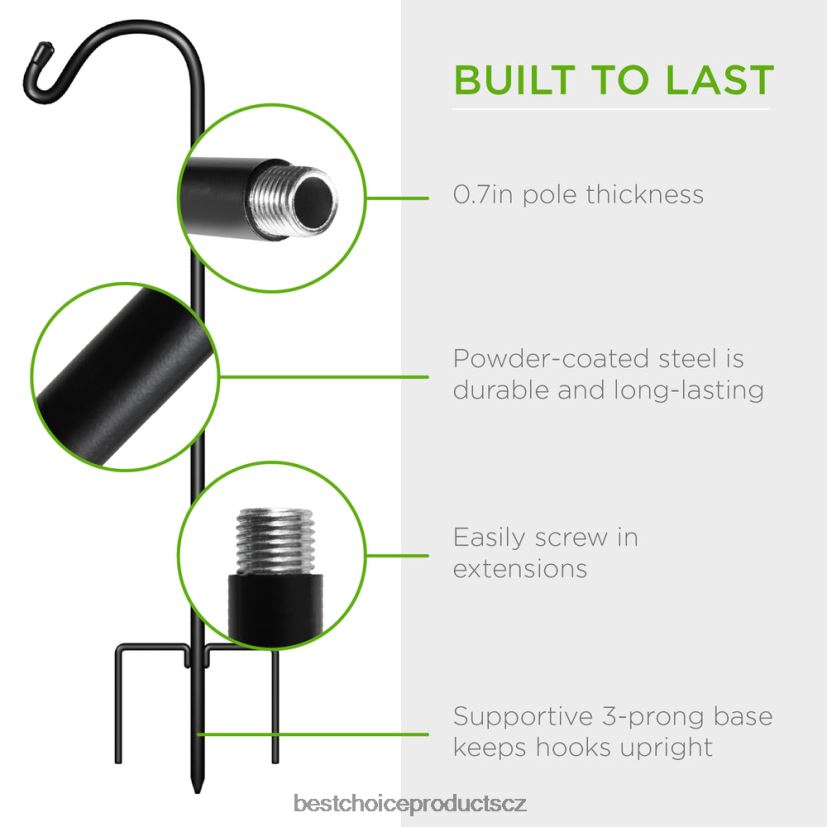 Best Choice Products sada 2 ovčáků venkovní zahradní háky s 3-kolíkovou základnou trávník a zahrada | Černá FF2286474