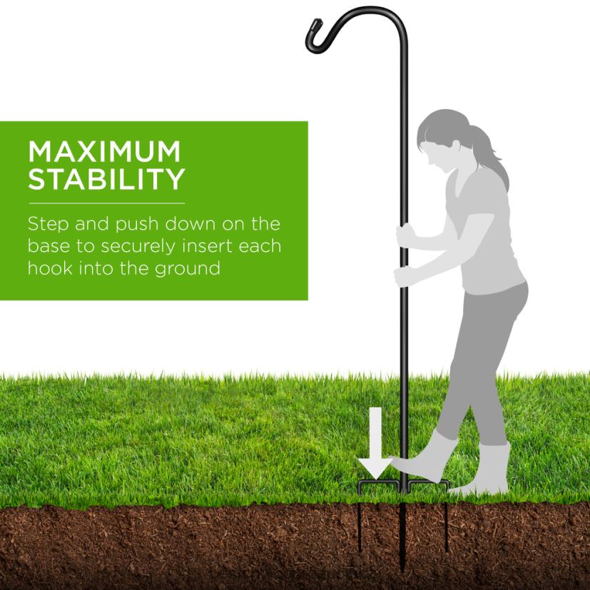 Best Choice Products sada 2 ovčáků venkovní zahradní háky s 3-kolíkovou základnou trávník a zahrada | Černá FF2286474