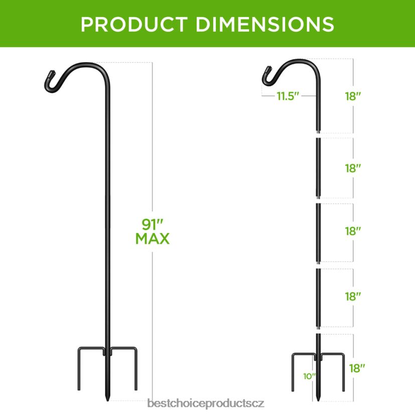 Best Choice Products sada 2 ovčáků venkovní zahradní háky s 3-kolíkovou základnou trávník a zahrada | Černá FF2286474