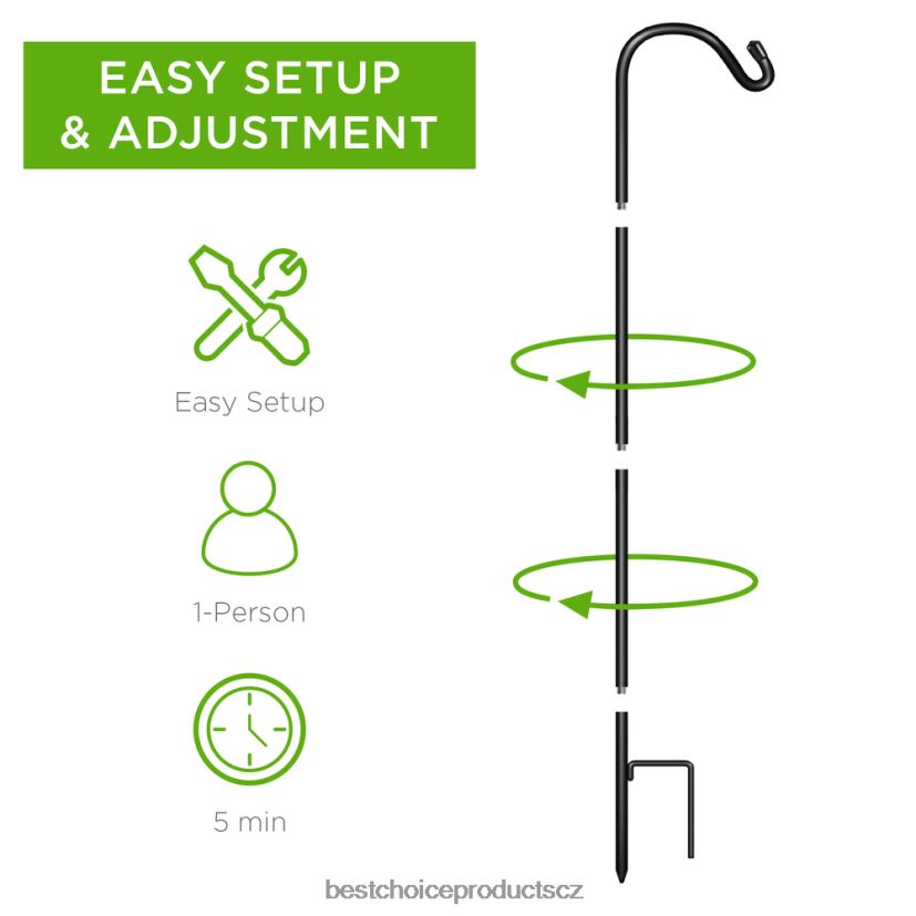 Best Choice Products sada 4 ovčáckých háčků venkovní zahradní háčky s 2-kolíkovou základnou trávník a zahrada | Černá FF2286988