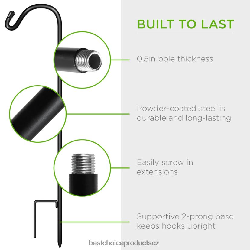 Best Choice Products sada 4 ovčáckých háčků venkovní zahradní háčky s 2-kolíkovou základnou trávník a zahrada | Černá FF2286988