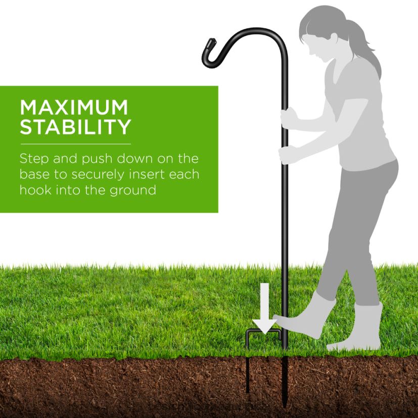 Best Choice Products sada 4 ovčáckých háčků venkovní zahradní háčky s 2-kolíkovou základnou trávník a zahrada | Černá FF2286988
