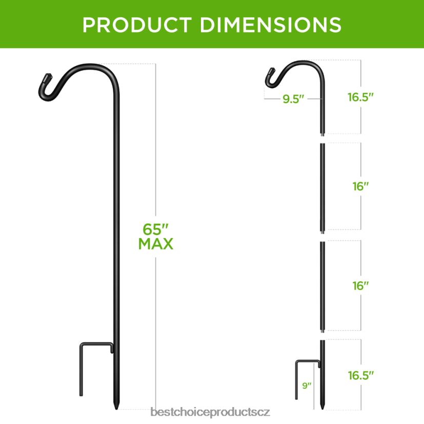 Best Choice Products sada 4 ovčáckých háčků venkovní zahradní háčky s 2-kolíkovou základnou trávník a zahrada | Černá FF2286988