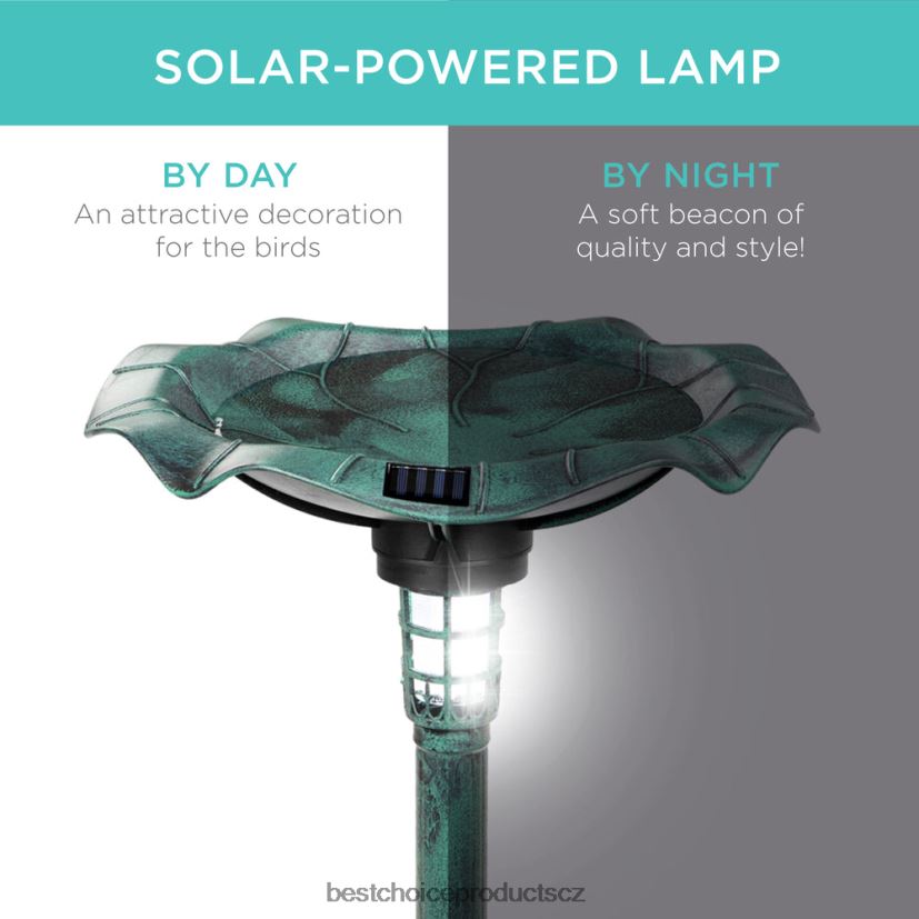 Best Choice Products solární osvětlená ptačí koupel s květináčem trávník a zahrada | zelená FF2286454