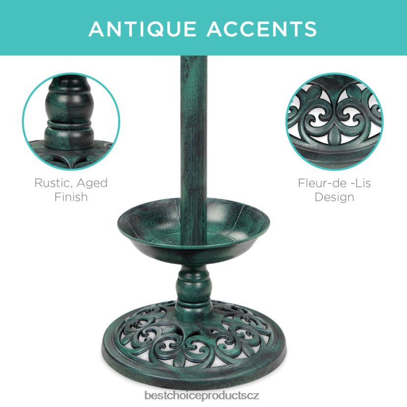 Best Choice Products solární osvětlená ptačí koupel s květináčem trávník a zahrada | zelená FF2286454