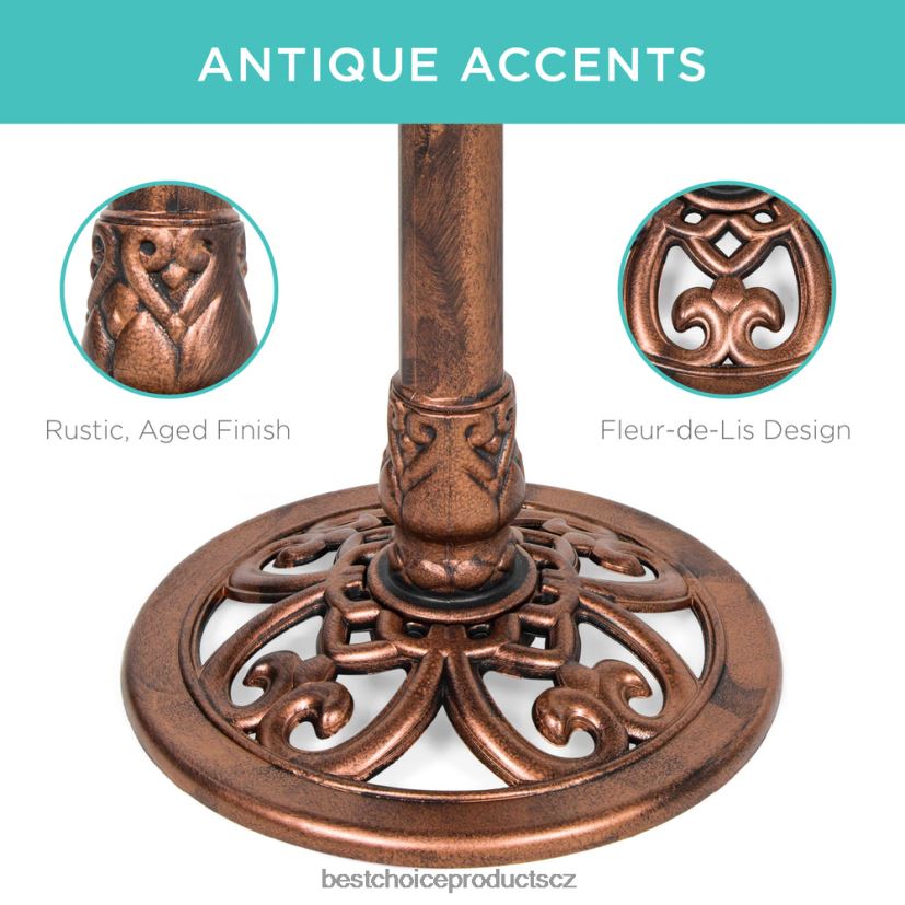 Best Choice Products vintage venkovní zahradní ptačí koupel s akcenty fleur-de-lis trávník a zahrada | měď FF2286960