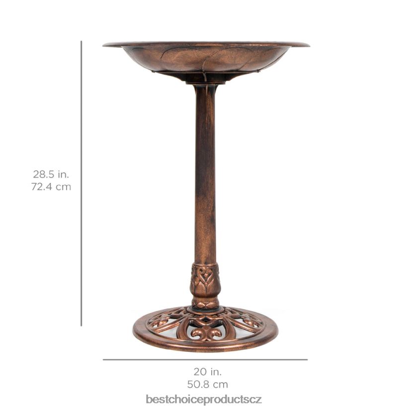 Best Choice Products vintage venkovní zahradní ptačí koupel s akcenty fleur-de-lis trávník a zahrada | měď FF2286960
