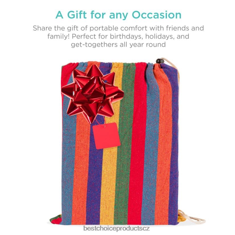 Best Choice Products Dvojitá houpací síť v brazilském stylu pro 2 osoby s přenosnou taškou venkovní bydlení | duha FF2286414