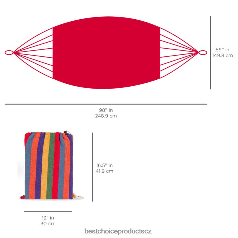 Best Choice Products Dvojitá houpací síť v brazilském stylu pro 2 osoby s přenosnou taškou venkovní bydlení | duha FF2286414