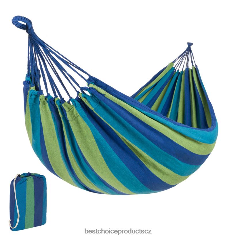 Best Choice Products Dvojitá houpací síť v brazilském stylu pro 2 osoby s přenosnou taškou venkovní bydlení | modrý FF2286416
