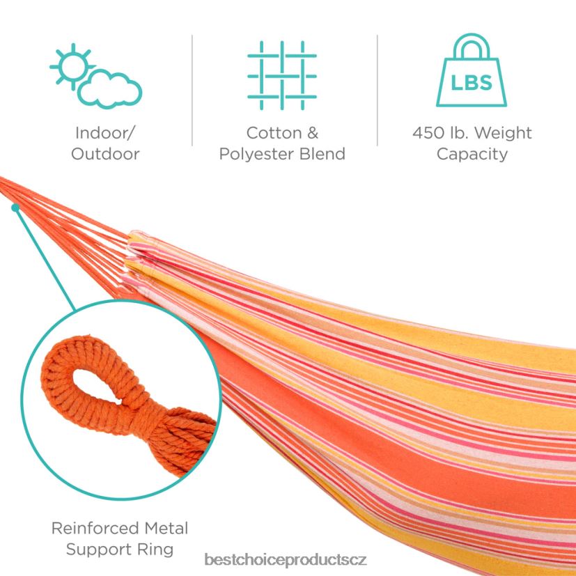 Best Choice Products Dvojitá houpací síť v brazilském stylu pro 2 osoby s přenosnou taškou venkovní bydlení | západ slunce FF2286415