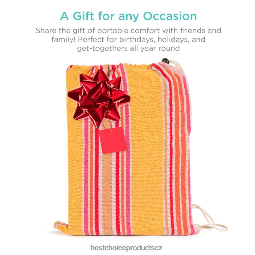 Best Choice Products Dvojitá houpací síť v brazilském stylu pro 2 osoby s přenosnou taškou venkovní bydlení | západ slunce FF2286415