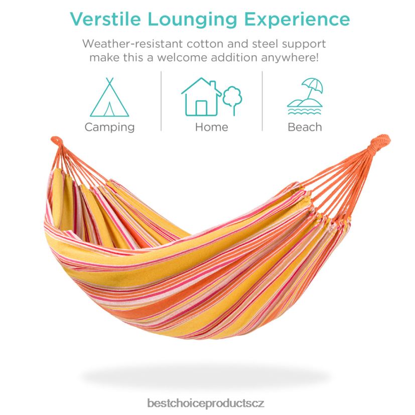 Best Choice Products Dvojitá houpací síť v brazilském stylu pro 2 osoby s přenosnou taškou venkovní bydlení | západ slunce FF2286415