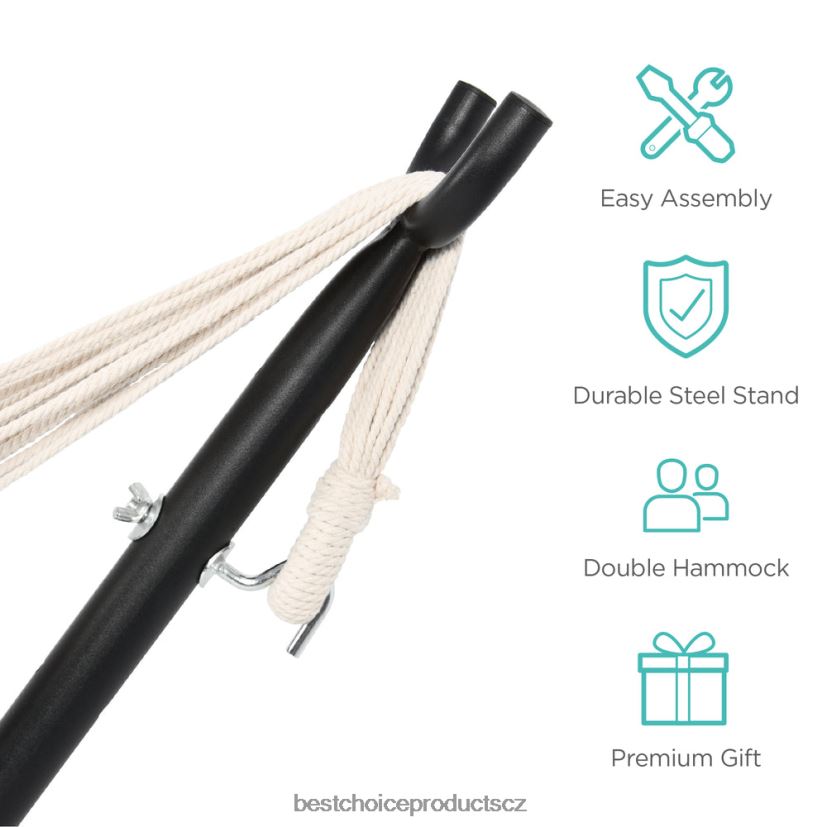 Best Choice Products Dvojitá houpací síť v brazilském stylu pro 2 osoby s taškou a ocelovým stojanem venkovní bydlení | pouštní pruhy FF2286879