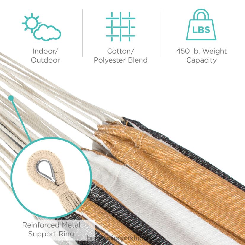 Best Choice Products Dvojitá houpací síť v brazilském stylu pro 2 osoby s taškou a ocelovým stojanem venkovní bydlení | pouštní pruhy FF2286879