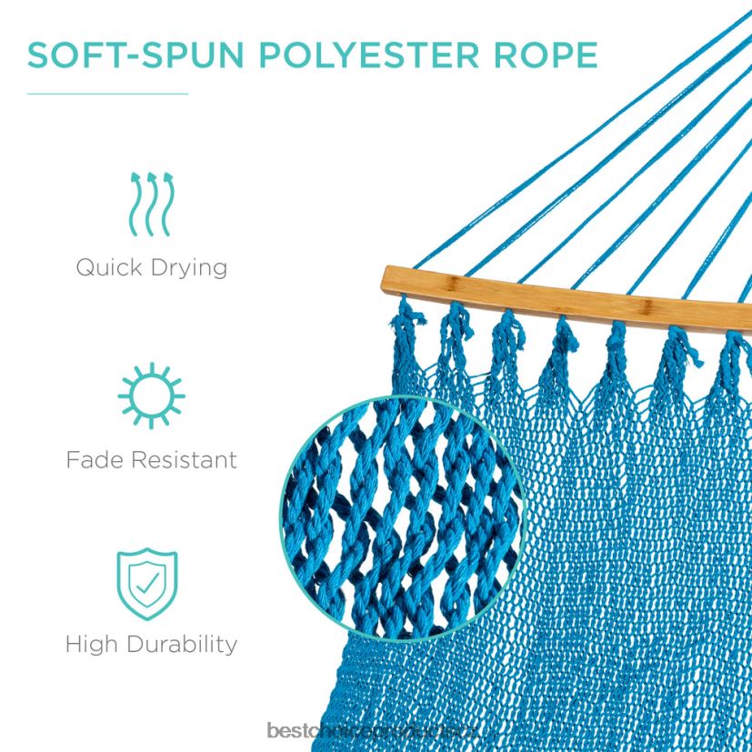 Best Choice Products Tkaná polyesterová houpací síť pro 2 osoby se zakřivenou bambusovou tyčí, taška na přenášení venkovní bydlení | ohnivě červená FF2286950