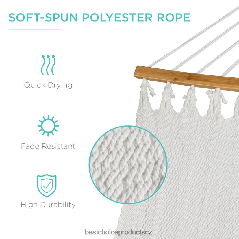 Best Choice Products Tkaná polyesterová houpací síť pro 2 osoby se zakřivenou bambusovou tyčí, taška na přenášení venkovní bydlení | ohnivě červená FF2286950