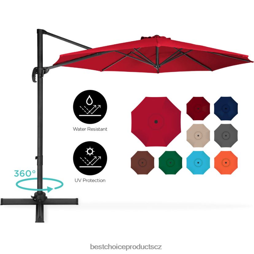 Best Choice Products 360-stupňový otočný konzolový odsazený terasový deštník s nakloněním venkovní bydlení | hnědý FF2286434