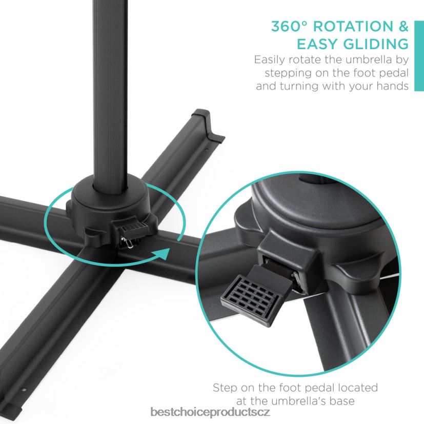 Best Choice Products 360stupňový led konzolový odsazený terasový deštník s nakloněním venkovní bydlení | zelená FF2286868