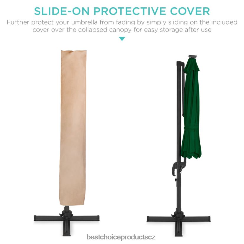 Best Choice Products 360stupňový led konzolový odsazený terasový deštník s nakloněním venkovní bydlení | zelená FF2286868