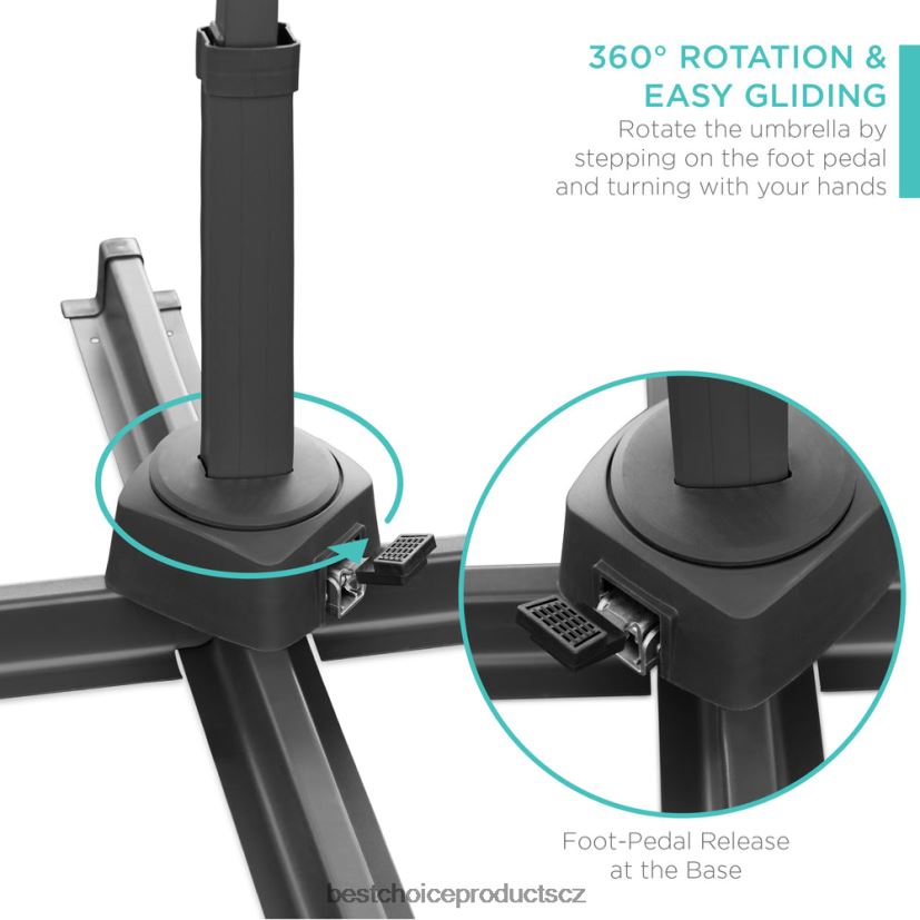 Best Choice Products 360stupňový solární led konzolový offsetový slunečník na terasu s nakloněním venkovní bydlení | šedá FF2286891