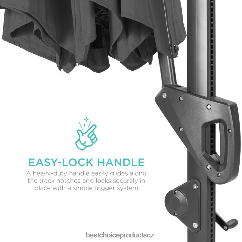 Best Choice Products 360stupňový solární led konzolový offsetový slunečník na terasu s nakloněním venkovní bydlení | šedá FF2286891