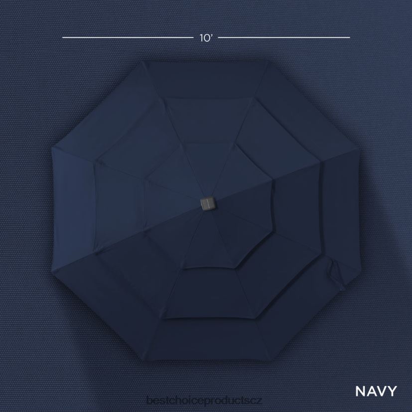 Best Choice Products 3patrový sluneční slunečník na terasu s LED světly, nastavení sklonu, klika venkovní bydlení | námořnictvo FF22861476