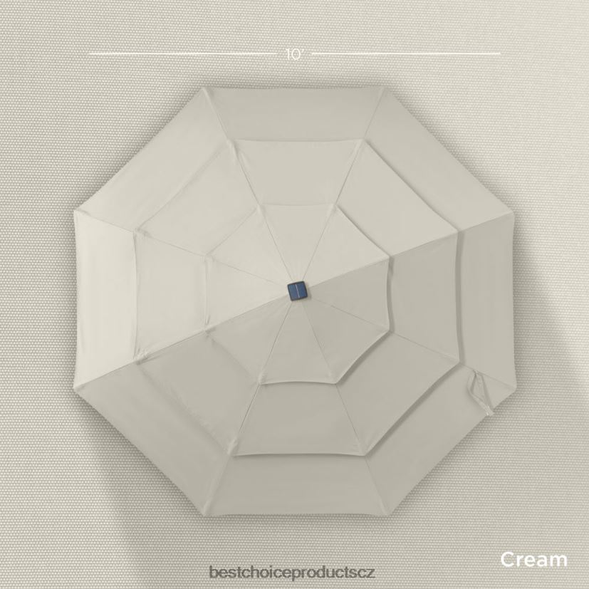 Best Choice Products 3patrový sluneční slunečník na terasu s LED světly, nastavení sklonu, klika venkovní bydlení | slonová kost FF22861479