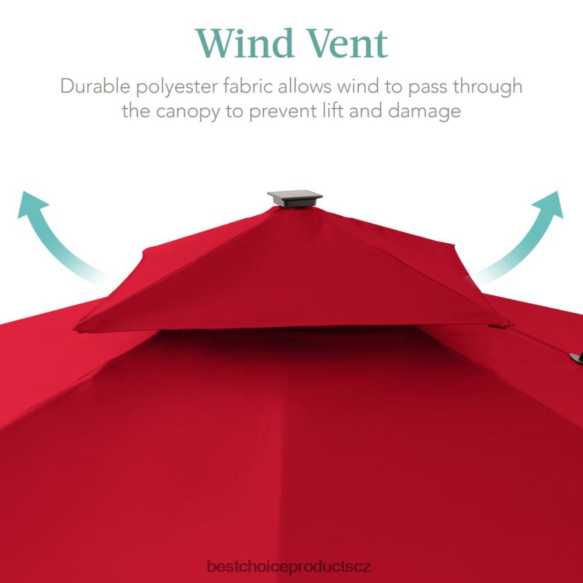 Best Choice Products Dvoupatrový čtvercový led konzolový offsetový deštník s rotací o 360, základna venkovní bydlení | Červené FF2286901