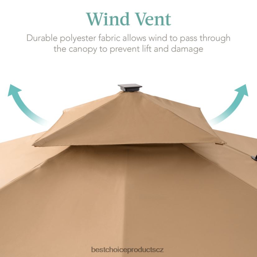 Best Choice Products Dvoupatrový čtvercový led konzolový offsetový deštník s rotací o 360, základna venkovní bydlení | opálení FF2286903