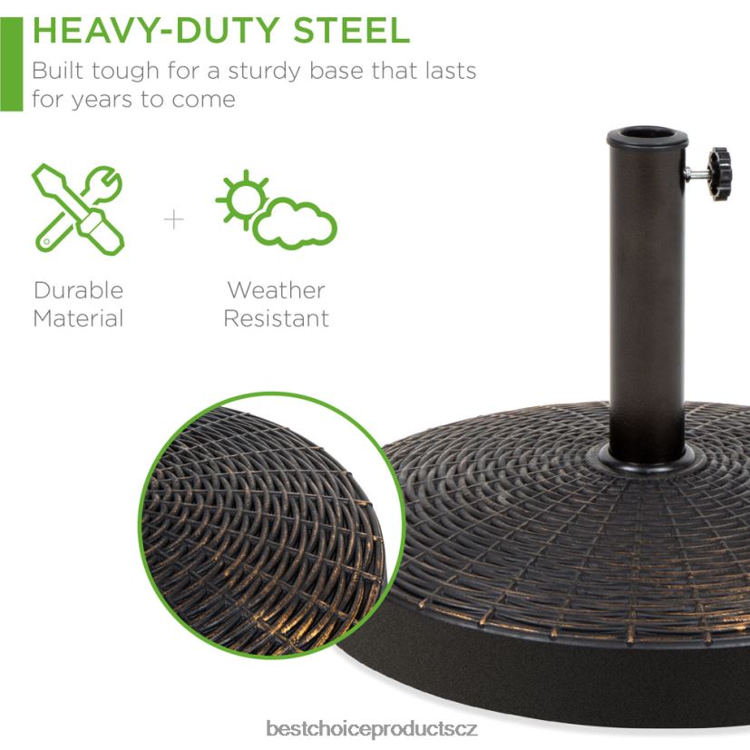 Best Choice Products Kulatý proutěný stojan na terasový deštník o hmotnosti 55 lb s černěnou bronzovou povrchovou úpravou venkovní bydlení | Černá FF22861416