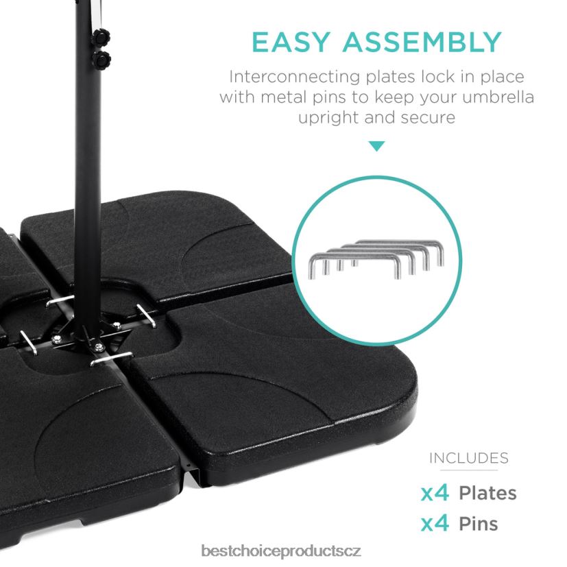 Best Choice Products Sada čtyřdílných konzolových čtvercových základových desek stojanu na slunečníky venkovní bydlení | Černá FF22861390