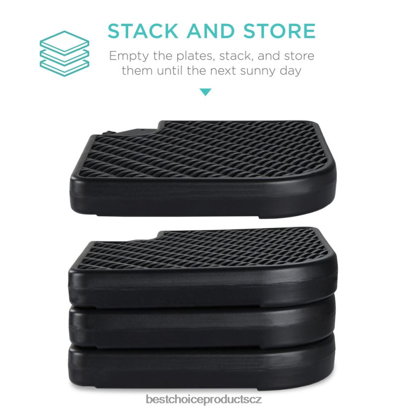 Best Choice Products Sada čtyřdílných konzolových čtvercových základových desek stojanu na slunečníky venkovní bydlení | černé umělé proutí FF2286915