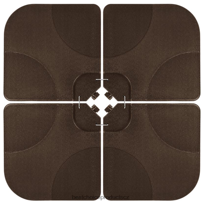 Best Choice Products Sada čtyřdílných konzolových čtvercových základových desek stojanu na slunečníky venkovní bydlení | hnědý FF22861389