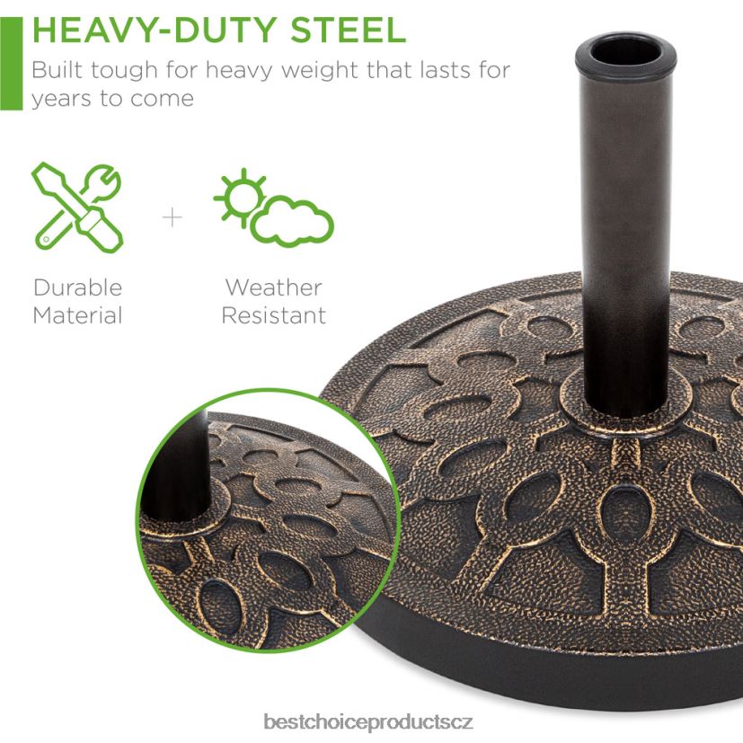 Best Choice Products Stojan na 18palcový kulatý terasový deštník s rustikálním povrchem venkovní bydlení | bronz FF2286926