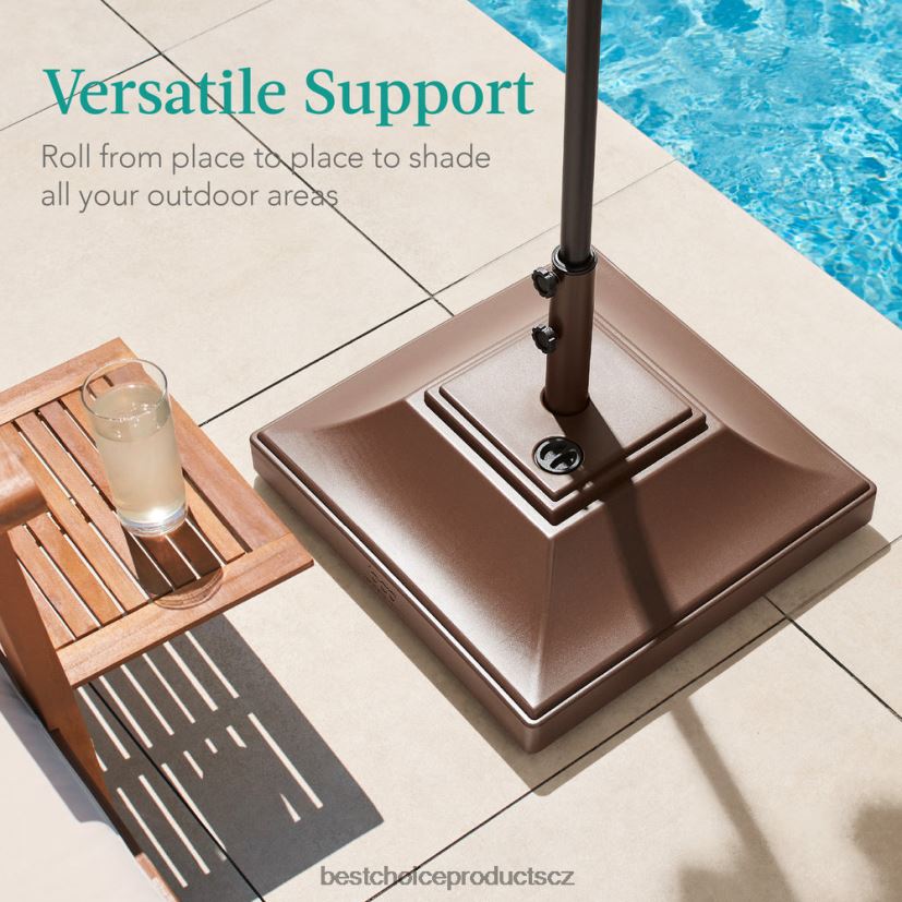 Best Choice Products mobilní základna deštníku, plnitelný stojan se 4 kolečky, 2 zámky, kapacita 120 lb venkovní bydlení | hnědý FF22861443