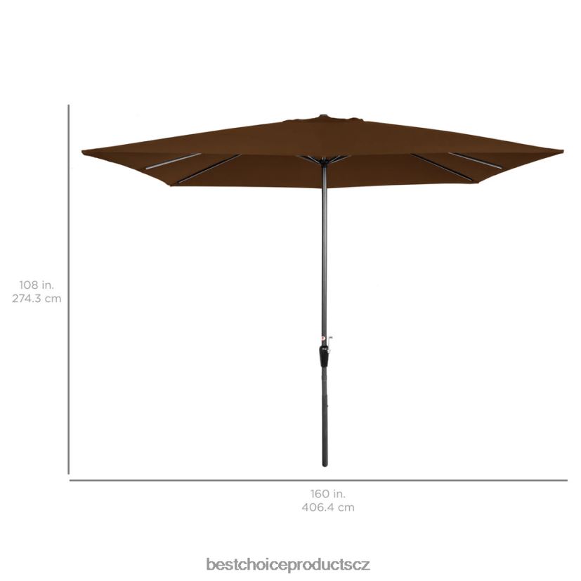 Best Choice Products obdélníkový terasový deštník se snadnou klikou, tkaninou odolnou vůči UV záření venkovní bydlení | hnědý FF22861424