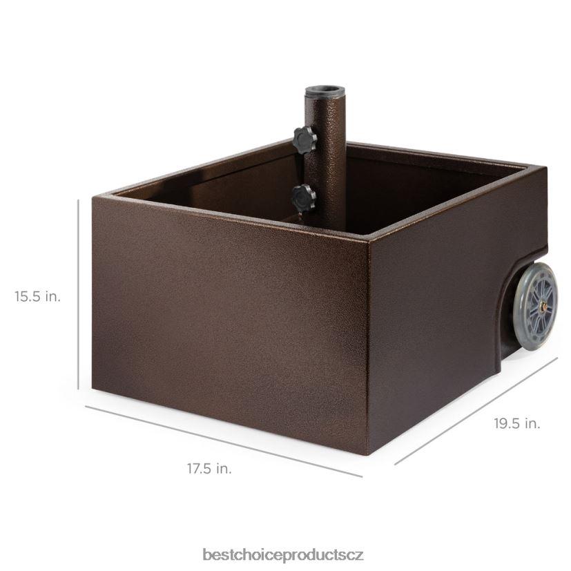 Best Choice Products přenosný ocelový stojan na deštníky do 150 lb s naplnitelným květináčem, kolečky venkovní bydlení | hnědý FF2286422