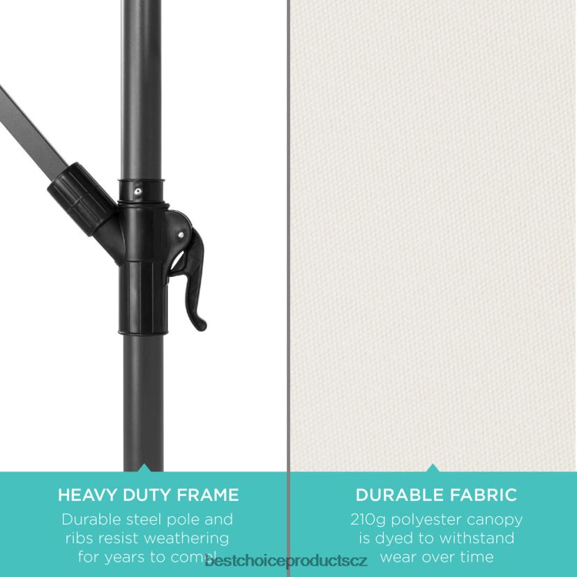 Best Choice Products solární led offsetový závěsný terasový deštník s nastavením sklonu klikou venkovní bydlení | slonová kost FF2286844