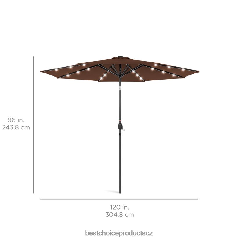 Best Choice Products solární led osvětlený terasový deštník s nastavením sklonu, UV odolnost venkovní bydlení | hnědý FF22861335