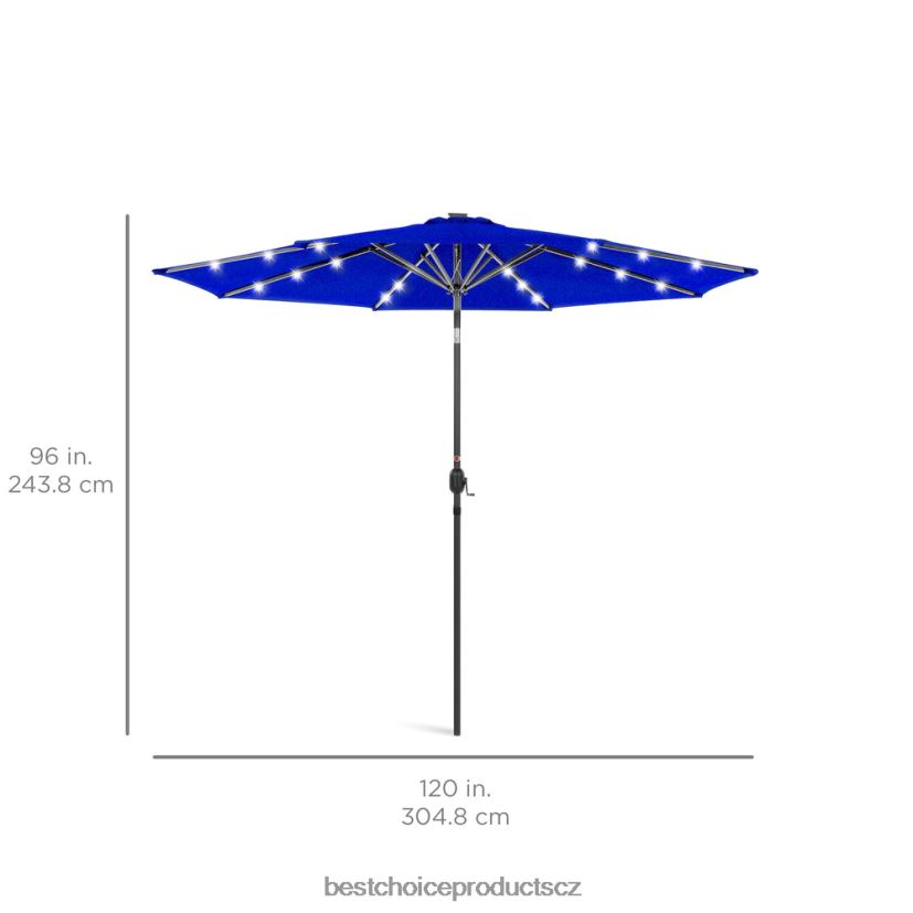 Best Choice Products solární led osvětlený terasový deštník s nastavením sklonu, UV odolnost venkovní bydlení | letovisko modrá FF22861345