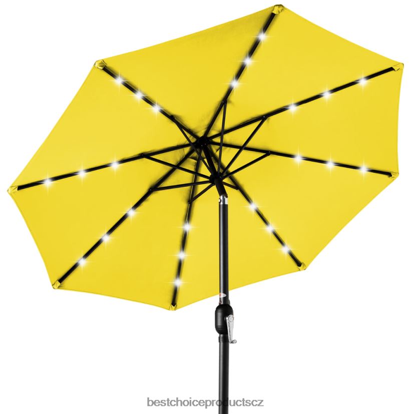 Best Choice Products solární led osvětlený terasový deštník s nastavením sklonu, UV odolnost venkovní bydlení | žlutá FF22861346