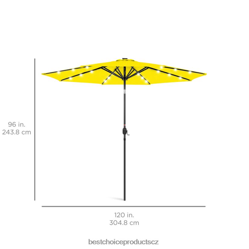 Best Choice Products solární led osvětlený terasový deštník s nastavením sklonu, UV odolnost venkovní bydlení | žlutá FF22861346
