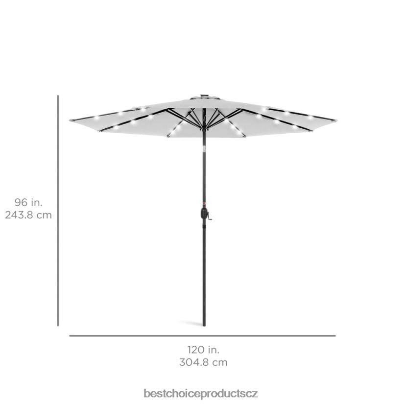 Best Choice Products solární led osvětlený terasový deštník s nastavením sklonu, UV odolnost venkovní bydlení | mlhově šedá FF22861344