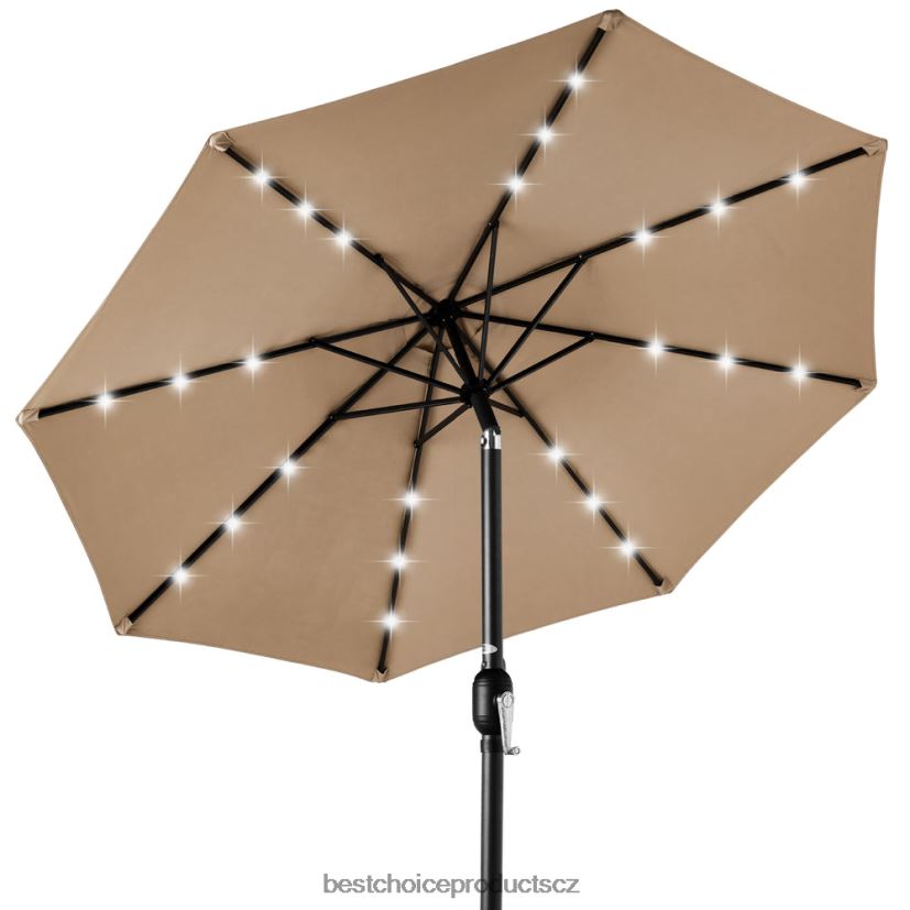 Best Choice Products solární led osvětlený terasový deštník s nastavením sklonu, UV odolnost venkovní bydlení | opálení FF22861334