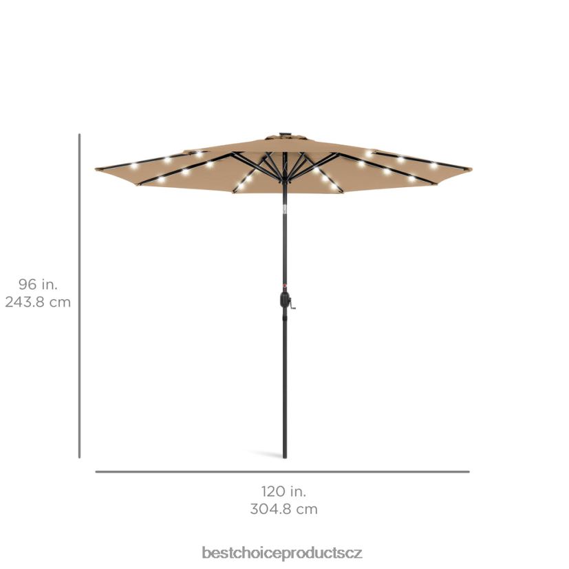 Best Choice Products solární led osvětlený terasový deštník s nastavením sklonu, UV odolnost venkovní bydlení | opálení FF22861334