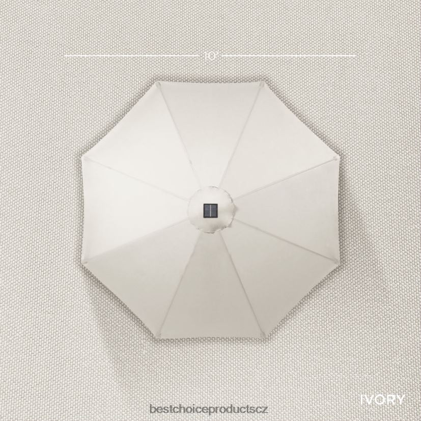 Best Choice Products solární led osvětlený terasový deštník s nastavením sklonu, UV odolnost venkovní bydlení | slonová kost FF22861347