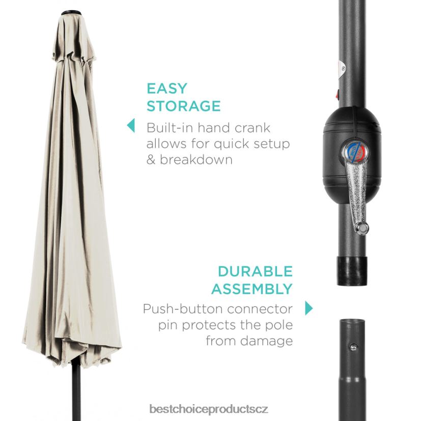 Best Choice Products solární led osvětlený terasový deštník s nastavením sklonu, UV odolnost venkovní bydlení | slonová kost FF22861347