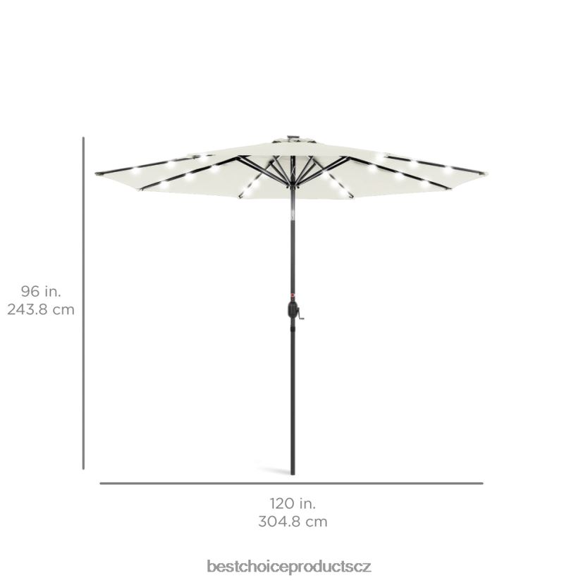 Best Choice Products solární led osvětlený terasový deštník s nastavením sklonu, UV odolnost venkovní bydlení | slonová kost FF22861347